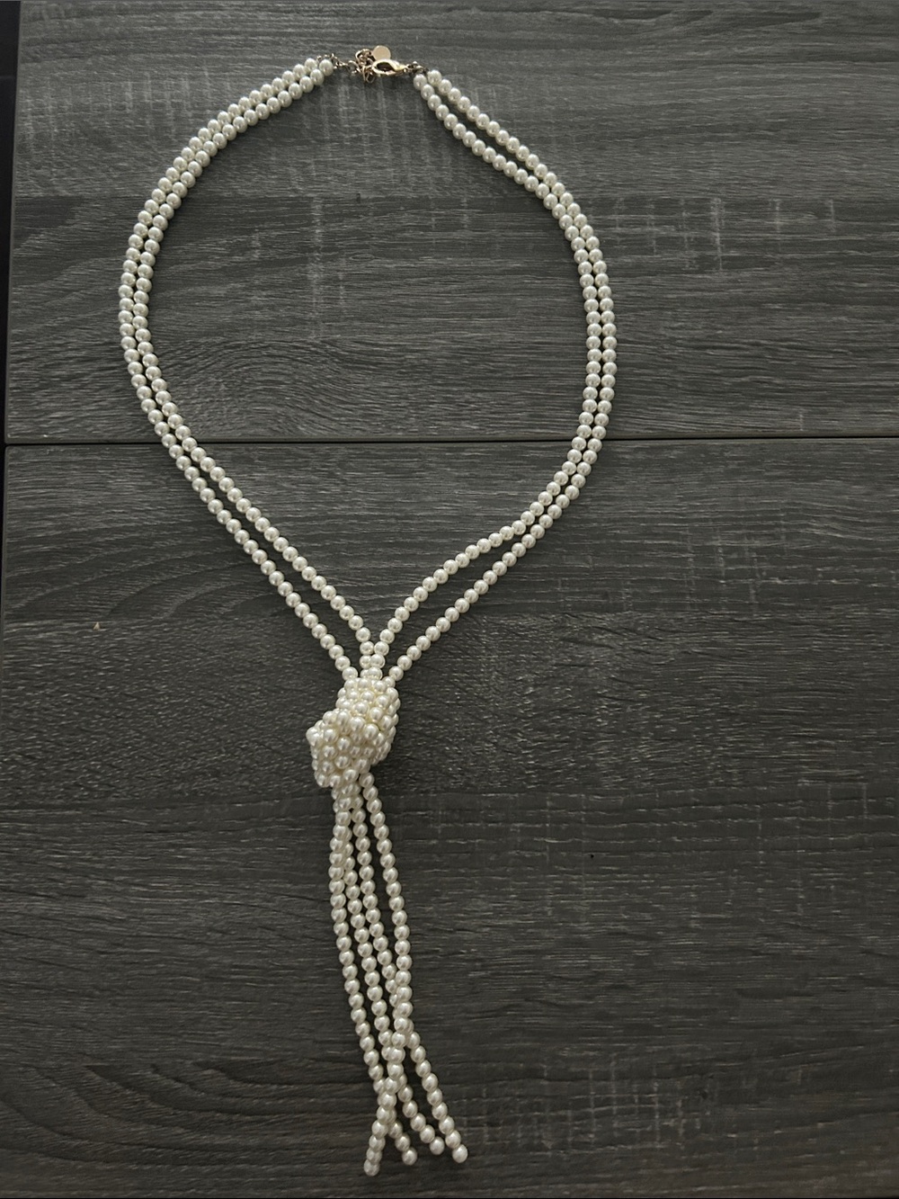Charter Club White Pearl Knot Tassel Necklace
